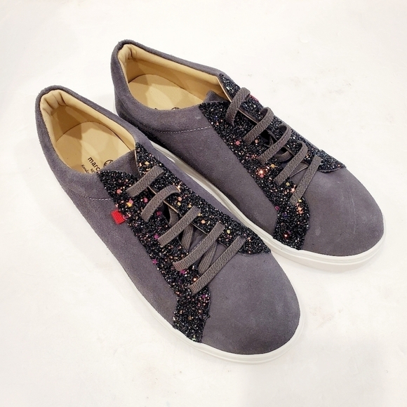 NEW Marc Joseph METROPOLITAN SNEAKER KIDS BLACK NAPA & GLITTER - Picture 1 of 5